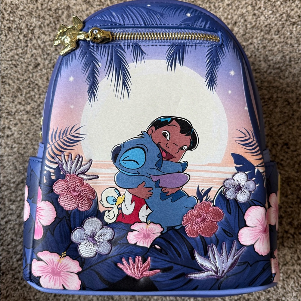 Loungefly Lilo and Stitch Floral Sunset Scene mini backpack NWT